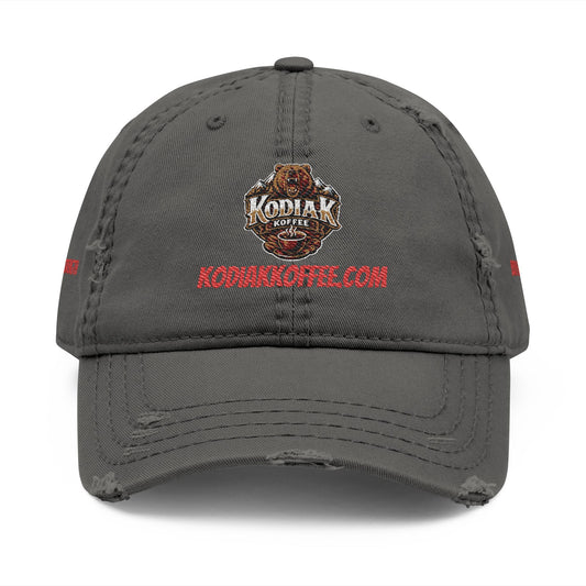 Kodiak Koffee Logo Distressed Embroidered Dad Hat — KOONA Apparel Logo Cap